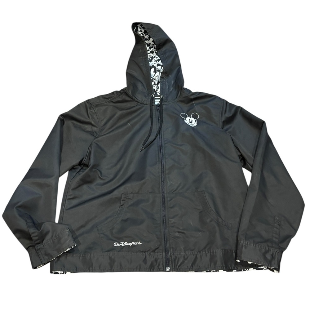 Disney Black Hooded Jacket with Mickey Mouse Embroidery youth XL women’s small